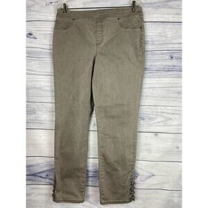 Chicos 0.5 Perfect Stretch Pull On Girlfriend Slim Leg Ankle Gray Women Size S 6